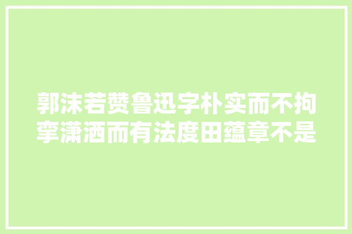 郭沫若赞鲁迅字朴实而不拘挛潇洒而有法度田蕴章不是书法