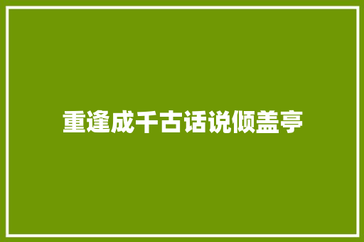 重逢成千古话说倾盖亭