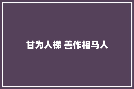 甘为人梯 善作相马人