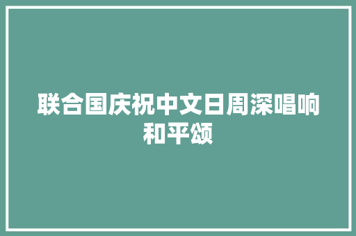 联合国庆祝中文日周深唱响和平颂
