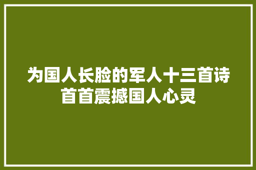 为国人长脸的军人十三首诗首首震撼国人心灵