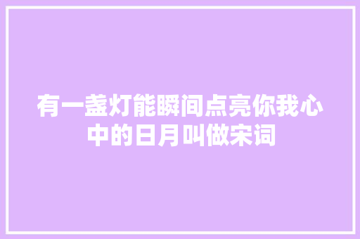 有一盏灯能瞬间点亮你我心中的日月叫做宋词