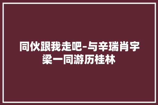 同伙跟我走吧–与辛瑞肖宇梁一同游历桂林