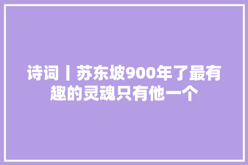 诗词丨苏东坡900年了最有趣的灵魂只有他一个