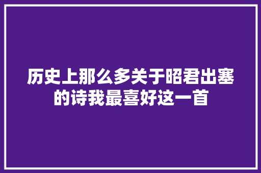 历史上那么多关于昭君出塞的诗我最喜好这一首