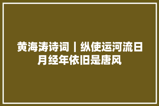 黄海涛诗词｜纵使运河流日月经年依旧是唐风