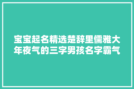 宝宝起名精选楚辞里儒雅大年夜气的三字男孩名字霸气有范