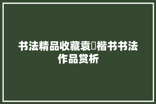书法精品收藏袁槑楷书书法作品赏析