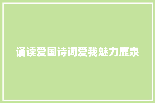 诵读爱国诗词爱我魅力鹿泉