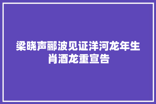 梁晓声郦波见证洋河龙年生肖酒龙重宣告