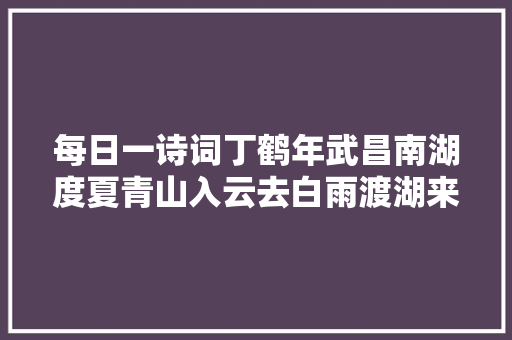 每日一诗词丁鹤年武昌南湖度夏青山入云去白雨渡湖来