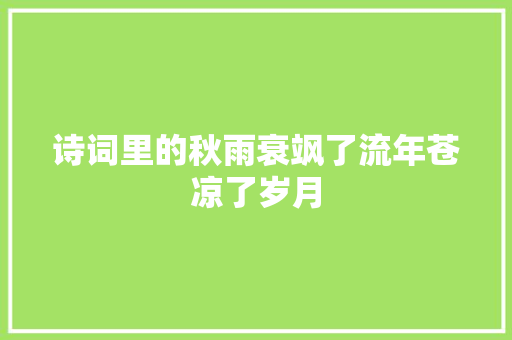 诗词里的秋雨衰飒了流年苍凉了岁月