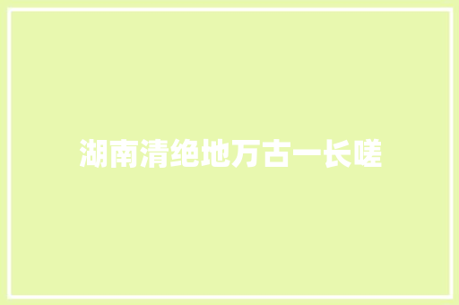 湖南清绝地万古一长嗟