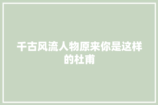千古风流人物原来你是这样的杜甫