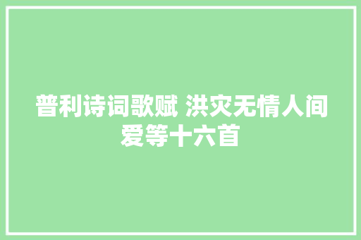 普利诗词歌赋 洪灾无情人间爱等十六首