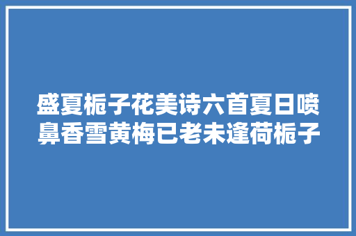 盛夏栀子花美诗六首夏日喷鼻香雪黄梅已老未逢荷栀子分明是雪花