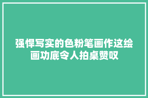 强悍写实的色粉笔画作这绘画功底令人拍桌赞叹
