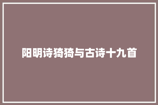 阳明诗猗猗与古诗十九首