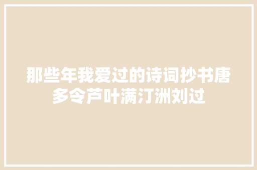 那些年我爱过的诗词抄书唐多令芦叶满汀洲刘过