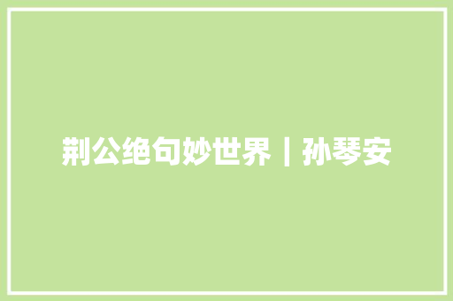 荆公绝句妙世界｜孙琴安