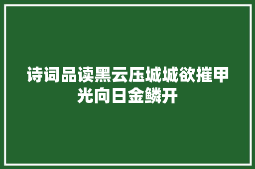 诗词品读黑云压城城欲摧甲光向日金鳞开