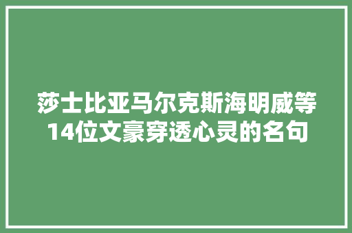 莎士比亚马尔克斯海明威等14位文豪穿透心灵的名句