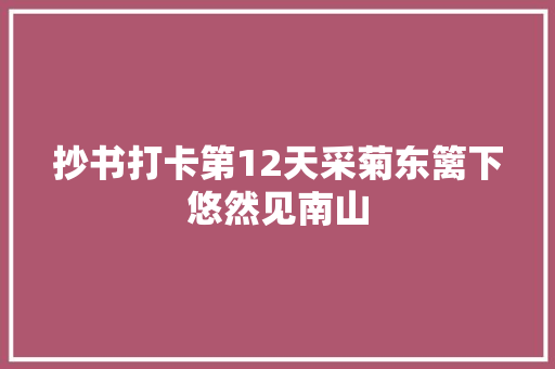 抄书打卡第12天采菊东篱下悠然见南山