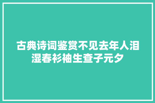 古典诗词鉴赏不见去年人泪湿春衫袖生查子元夕