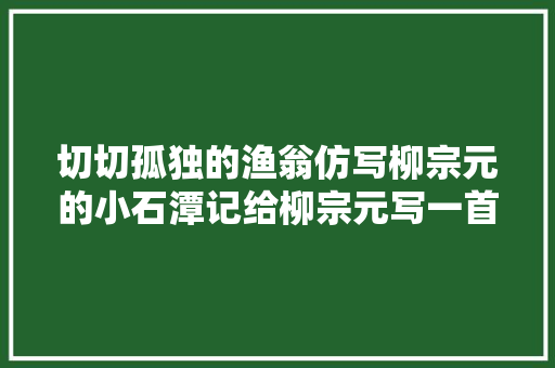 切切孤独的渔翁仿写柳宗元的小石潭记给柳宗元写一首词