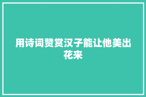 用诗词赞赏汉子能让他美出花来