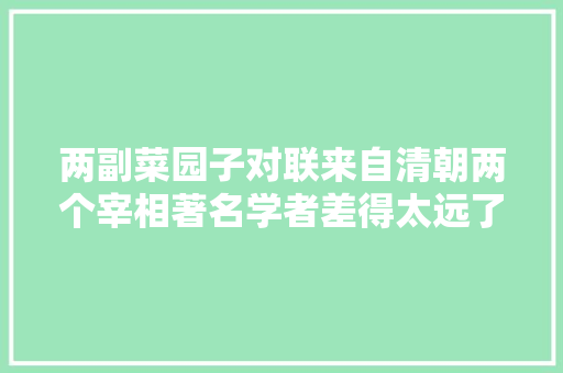 两副菜园子对联来自清朝两个宰相著名学者差得太远了