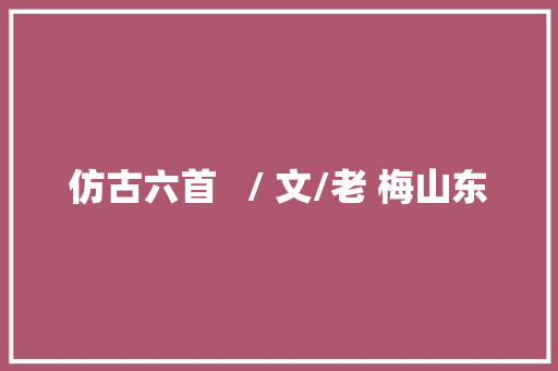 仿古六首   / 文/老 梅山东