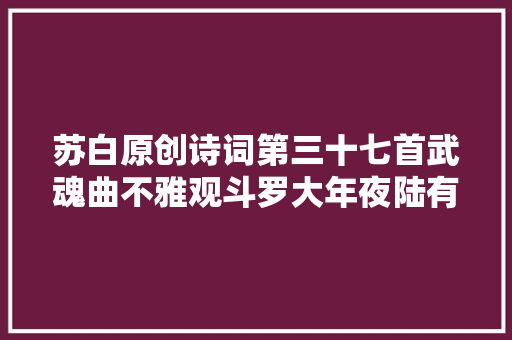苏白原创诗词第三十七首武魂曲不雅观斗罗大年夜陆有感而作