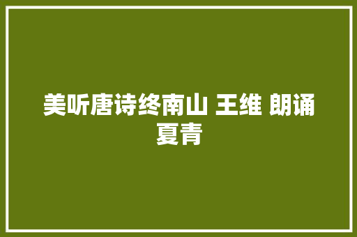 美听唐诗终南山 王维 朗诵夏青
