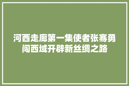 河西走廊第一集使者张骞勇闯西域开辟新丝绸之路