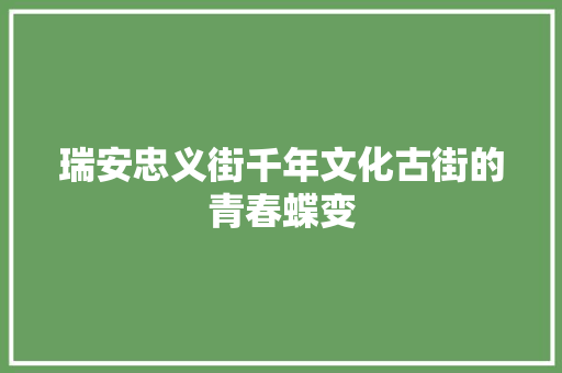 瑞安忠义街千年文化古街的青春蝶变