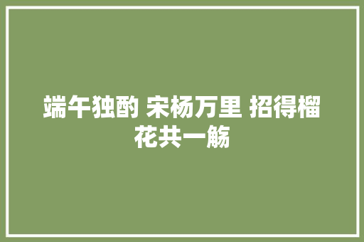 端午独酌 宋杨万里 招得榴花共一觞