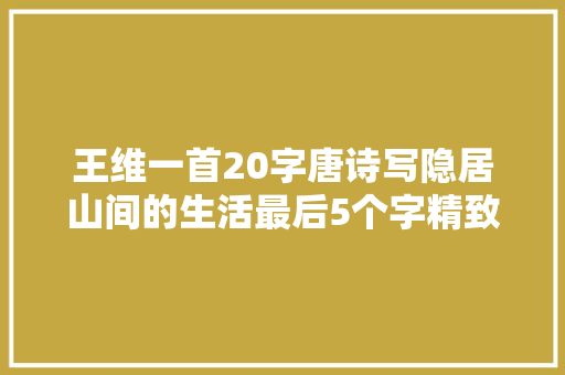 王维一首20字唐诗写隐居山间的生活最后5个字精致绝伦