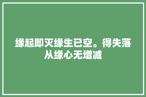 缘起即灭缘生已空。得失落从缘心无增减
