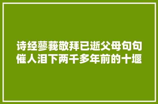 诗经蓼莪敬拜已逝父母句句催人泪下两千多年前的十堰清明古诗