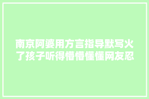 南京阿婆用方言指导默写火了孩子听得懵懵懂懂网友忍笑催更
