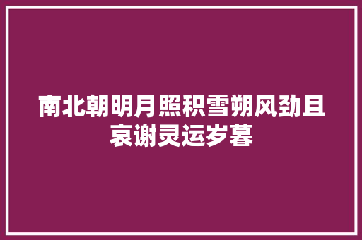 南北朝明月照积雪朔风劲且哀谢灵运岁暮