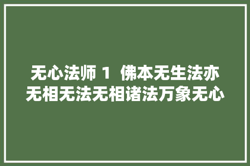 无心法师 1  佛本无生法亦无相无法无相诸法万象无心法师
