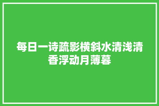 每日一诗疏影横斜水清浅清香浮动月薄暮