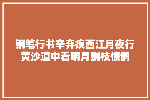 钢笔行书辛弃疾西江月夜行黄沙道中看明月别枝惊鹊