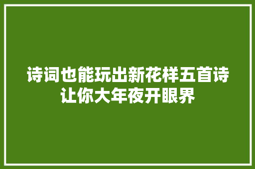 诗词也能玩出新花样五首诗让你大年夜开眼界