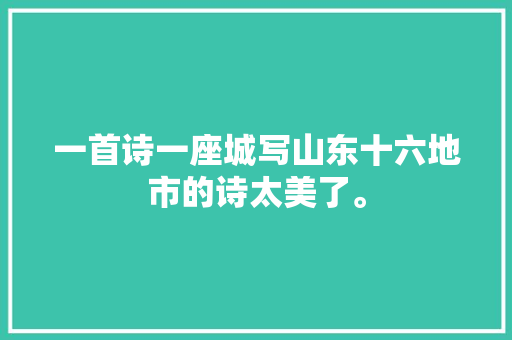 一首诗一座城写山东十六地市的诗太美了。