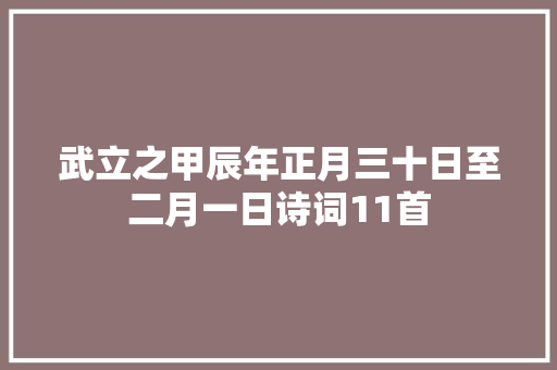 武立之甲辰年正月三十日至二月一日诗词11首