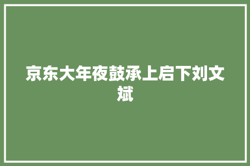 京东大年夜鼓承上启下刘文斌
