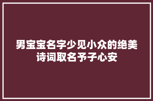 男宝宝名字少见小众的绝美诗词取名予子心安
